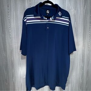 FOOTJOY FJ MEN'S GOLF SHIRT Navy With Stripes‎ Size XL